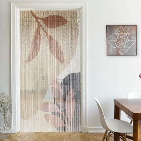 Evideco French Home Goods Decorative Beaded Door Curtain Beige Autumn Leaves Design 36 X 79 Inches Target