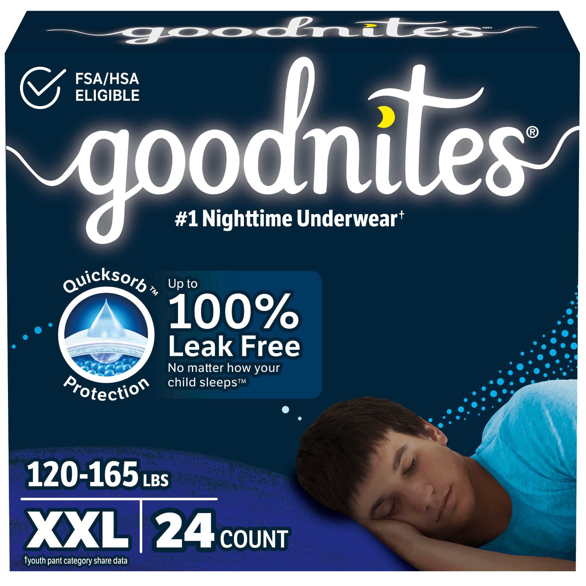Goodnites Boys' Disposable Nighttime Underwear  -Size XXL - 24ct