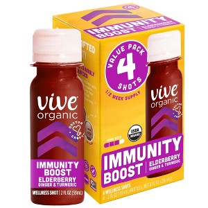 Vive Organic Immunity Boost Elderberry Wellness Shots - 8 fl oz/4pk - 1 of 4