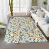 Modern Living Room Rug, Washable Floral Print Floor Cover, Low Pile Non-Slip Indoor Mat, Stain-Resistant Accent Carpet for Bedroom, Office - 2 of 4