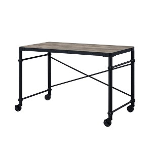 HomeRoots 47" Brown and Black Writing Desk - 1 of 4