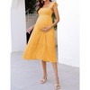 Maternity Dress Square Neck Sleeveless Smocked Ruffle Sleeve Baby Shower Photoshoot Summer Midi Dresses - 2 of 4