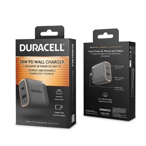 Duracell Premium Foldable Wall Charger 38W PD Dual Port USB-A and USB-C From The Most Trusted Brand In Power! DMP-WC-PDA38 - 1 of 1