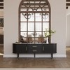 POVISON 70.87"Mid-Century Modern TV Stand,with Minimalist Wood Media Console with Roller Shutter Door, Tall-Cast Metal Legs, Black TV Console - 2 of 4