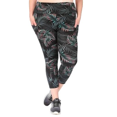 Women's Tropical Leaf Workout Capri Pant - SHOSHO