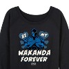 Women's - Marvel - Valentine Be My Wakanda Forever Lightweight French Terry Wide Neck Long Sleeve Shirt - 2 of 4