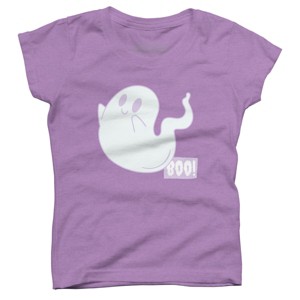 Girl's Design By Humans Boo Cute Ghost Halloween cute design By BoogieCreates T-Shirt - 1 of 3