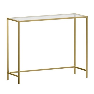 VASAGLE Console Sofa Table, Modern Entryway Table, Tempered Glass Table, Metal Frame