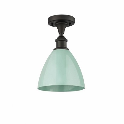 Plymouth Dome - 1 Light Semi-Flush Mount In Industrial Style-11.25 Inches Tall and 7.5 Inches Wide