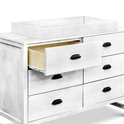 Cottage White Farmhouse Double Dresser with 6 Drawers