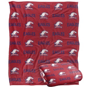 American University Logo Pattern Silky Touch Blanket White 50x60 - 1 of 4