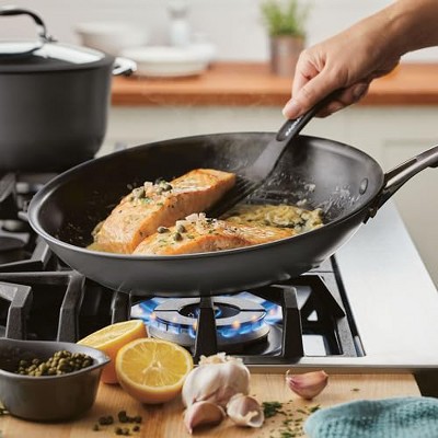 12.5-Inch Black Aluminum Nonstick Frying Pan with Ceramic Coating