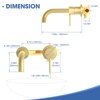 ChicFurnit Bathroom Sink Faucet Wall Mount Single Handle with Brass Rough in Valve for Bathroom, Gold, 12.01"*8.46"*2.95" - 3 of 4