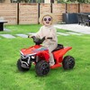 Qaba Kids ATV Quad, 6V Ride On Toy with Rechargeable Battery, Light, Music, Forward & Reverse, 4 Wheeler Battery Powered for Boys Girls, Red - 2 of 4