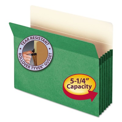 Smead 5 1/4" Exp Colored File Pocket Straight Tab Letter Green 73236