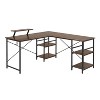 NicBex Home Office Desk L-Shape Morden Computer Desk with 6 Open Storage Shelves, Glass Desktop and Metal Legs for Study and Work - 3 of 4