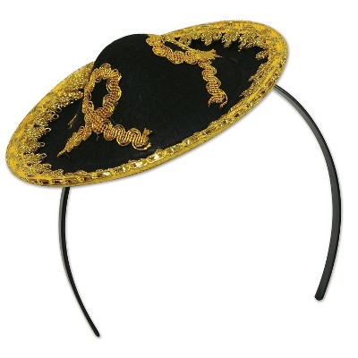 Beistle Sombrero Headband Black/Gold 60278