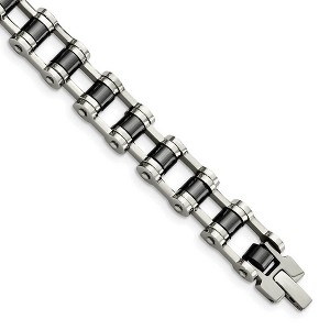 Black Bow Jewelry Men's Stainless Steel and Black Magnetic Links Bracelet - 8.5 Inch - 1 of 4