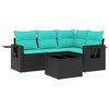 vidaXL 5 Piece Garden Sofa Set with Cushions Black Poly Rattan - 2 of 4