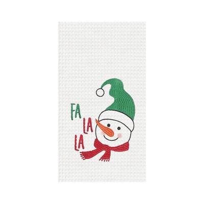 C&F Home La La Snowman Embroidered Waffle Weave Kitchen Towel