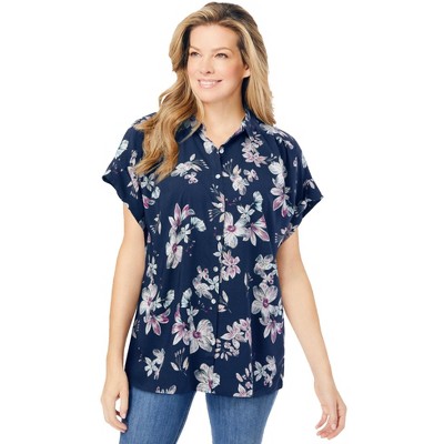 Woman Within Plus Size Relaxed Campshirt
