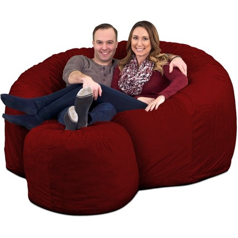 Ultimate Sack 6000 (6 Ft.) Bean Bag Chair And Footstool - Burgundy ...