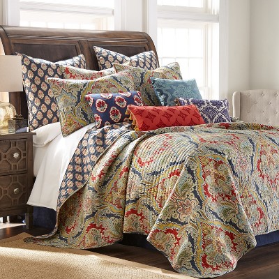 Moreno Damask Quilt Set - Full/queen Quilt And Two Standard Pillow Shams  Multi - Levtex Home : Target