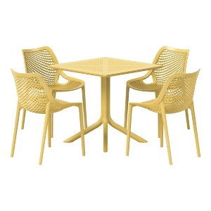 WestinTrends Playa 5-Piece Modern Square Patio Dining Table Set with Stackable Patio Dining Chairs - 1 of 4