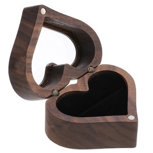 Unique Bargains Heart Shaped Wooden Engagement Ring Box - 1 of 4