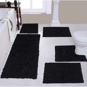 Home Weavers Bell Flower Collection 100% Cotton Tufted Bathroom Rug Set, Non-Slip Latex Bath Rug Set - 1 of 4