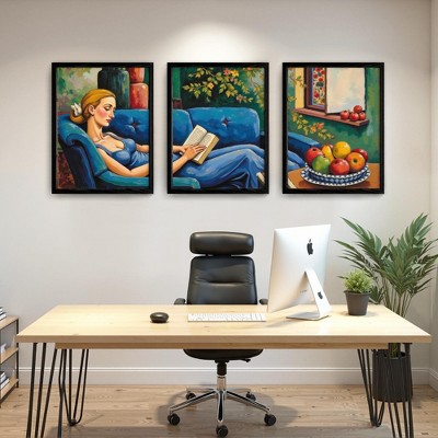 30x40cm Black MDF Artwork: Set of 3, Minimalist Design, Ready to Hang