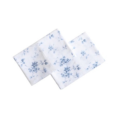 Garden Muse Blue Floral Cotton Sateen Standard Pillowcase Set