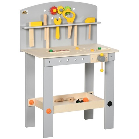 Qaba Wooden Kids Tool Bench With 31 Piece Kids Tool Kit, Workbench Playset,  Construction Work Shop Toy For Girls And Boys Ages 3-6 With Storage Shelf :  Target