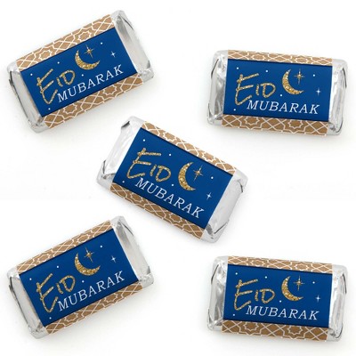 Big Dot of Happiness Ramadan - Mini Candy Bar Wrapper Stickers - Eid Mubarak Small Favors - 40 Count