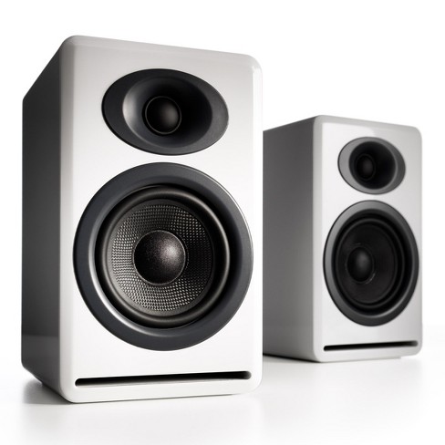 Pair Audioengine A2 Speakers Gloss White store bookshelf or computer Speakers