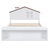 Full Size House Bed Frame, Storage Platform Bed for Kids & Teens, No Box Spring Needed, Rustic Style House-Shaped Headboard with Built-in Shelves - 4 of 4