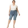 Agnes Orinda Women's Plus Size Mid-Rise Curvy Skinny Stretch Denim Jean Capri - 3 of 4