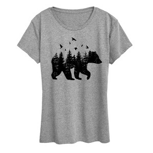 Women's - Instant Message - Forest Bear Silhouette Short Sleeve Graphic T-Shirt - 1 of 4