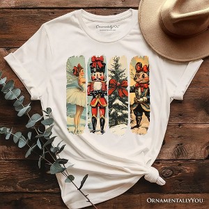 Ballet and Nutcracker Christmas T‑Shirt, Coquette Bow and Mouse Vintage Holiday Tee | OrnamentallyYou - 1 of 4