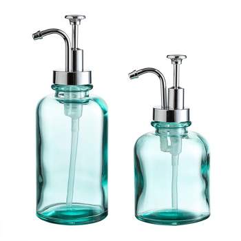 Whole Housewares Clear Glass Lotion and Soap Dispenser Bathroom - 2 Piece - Blue