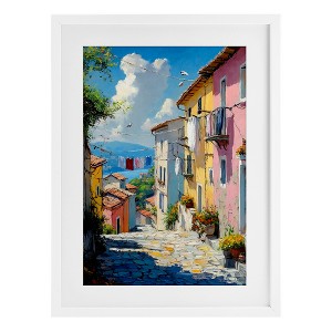 Stupell Industries Colorful Coastal Town Framed Print Under Glass Art - 1 of 4
