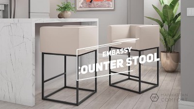 Modern Embassy 21'' Grey and Black Faux Leather Counter Stool