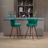 Tufted Velvet Barstools,Swivel Button Tufted Bar Chairs with Nailheads Trim,Swivel Counter Height Barstools with Backs Set of 2-Cuddlewood - 3 of 4