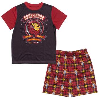 Harry Potter Gryffindor Hufflepuff Ravenclaw Slytherin Pajama Shirt and Shorts Sleep Set Little Kid to Big Kid