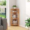 Tangkula 4-Tier Corner Shelf w/ Rubber Wood Frame Anti-Toppling Kit Home Office Natural - image 2 of 4