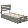 AFI Furnishings Oxford Twin Extra Long Bed with Footboard and USB Turbo Charger with Twin Extra Long Trundle in Grey - 3 of 4