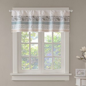 Printed and Pieced Rod Pocket Valance Aqua 50x18" - 1 of 4