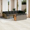 vidaXL 14 Piece Patio Sofa Set with Cushions Gray and Dark Gray Poly Rattan - With Table - 2 of 4