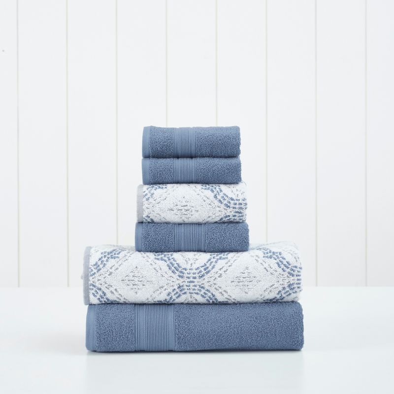 Modern Threads 6 Piece Cotton Jacquard Towel Set, Capri., 1 of 5