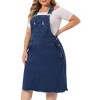 Agnes Orinda Women's Plus Size Overall Distressed Racerback Side Buttons Denim Jumpers Dress with Pockets - 2 of 4